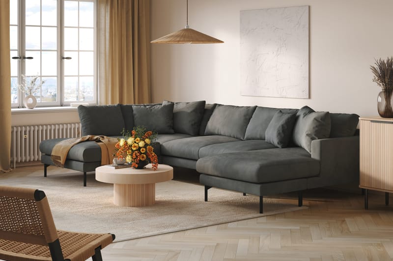 Menard 4-sits Vänstervänd Stor U-formad Djup Soffa med Divan och Schäslong i Manchester - Grå - Möbler - Soffa - U-soffa