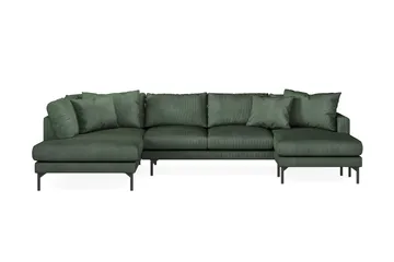 Menard 4-sits Vänstervänd Stor U-formad Djup Soffa med Divan och Schäslong i Manchester - Grön - Möbler - Soffa - U-soffa