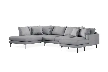 Menard 4-sits Vänstervänd Stor U-formad Djup Soffa med Divan och Schäslong i Tyg - Grå - Möbler - Soffa - U-soffa
