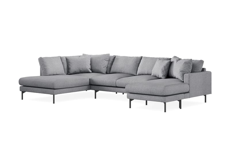 Menard 4-sits Vänstervänd Stor U-formad Djup Soffa med Divan och Schäslong i Tyg - Grå - Möbler - Soffa - U-soffa