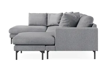 Menard 4-sits Vänstervänd Stor U-formad Djup Soffa med Divan och Schäslong i Tyg - Grå - Möbler - Soffa - U-soffa