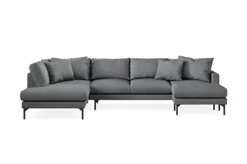 Menard 4-sits Vänstervänd Stor U-formad Djup Soffa med Divan och Schäslong i Tyg - Mörkgrå - Möbler - Soffa - U-soffa