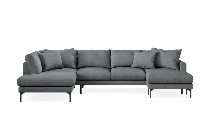 Menard 4-sits Vänstervänd Stor U-formad Djup Soffa med Divan och Schäslong i Tyg - Mörkgrå - Möbler - Soffa - U-soffa