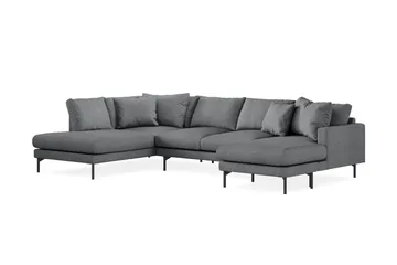 Menard 4-sits Vänstervänd Stor U-formad Djup Soffa med Divan och Schäslong i Tyg - Mörkgrå - Möbler - Soffa - U-soffa