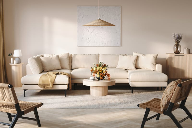 Menard 4-sits Vänstervänd U-formad Large Soffa med Divan och Schäslong i Manchester - Beige - Möbler - Soffa - U-soffa
