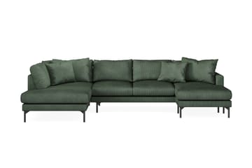 Menard 4-sits Vänstervänd U-formad Soffa med Divan och Schäslong i Manchester - Grön - Möbler - Soffa - U-soffa