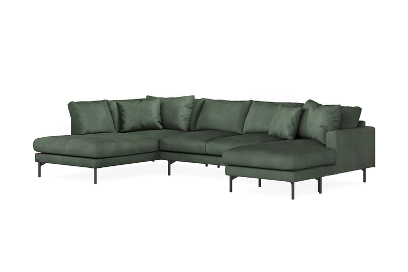Menard 4-sits Vänstervänd U-formad Soffa med Divan och Schäslong i Manchester - Grön - Möbler - Soffa - U-soffa