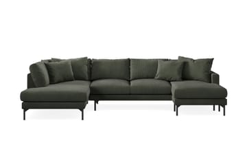 Menard 4-sits Vänstervänd U-formad Soffa med Divan och Schäslong i Manchester - Mörkgrön - Möbler - Soffa - U-soffa