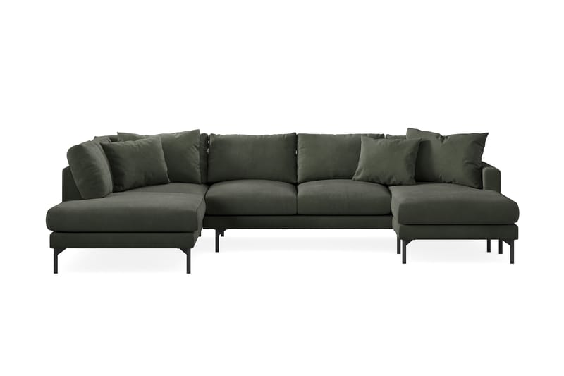 Menard 4-sits Vänstervänd U-formad Soffa med Divan och Schäslong i Manchester - Mörkgrön - Möbler - Soffa - U-soffa