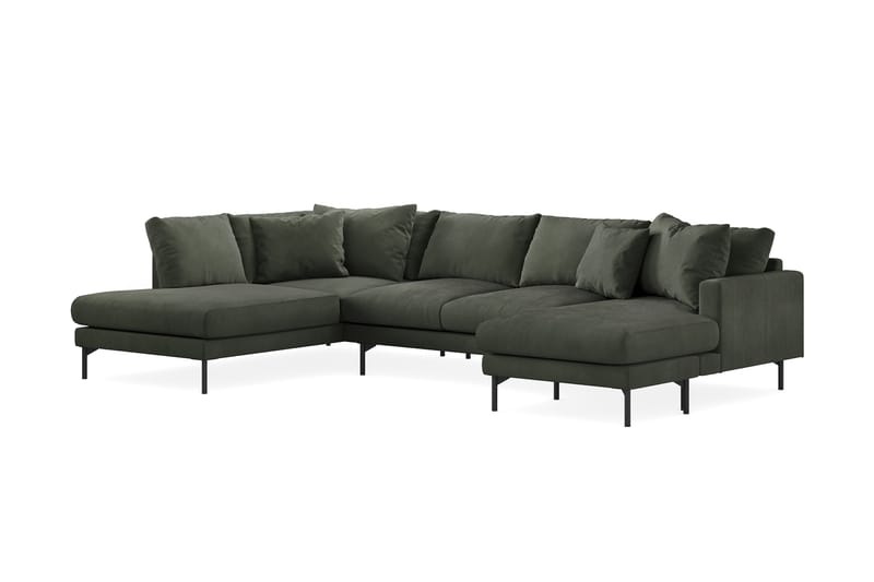 Menard 4-sits Vänstervänd U-formad Soffa med Divan och Schäslong i Manchester - Mörkgrön - Möbler - Soffa - U-soffa