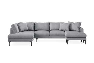 Menard 4-sits Vänstervänd U-formad Soffa med Divan och Schäslong i Tyg - Grå - Möbler - Soffa - U-soffa