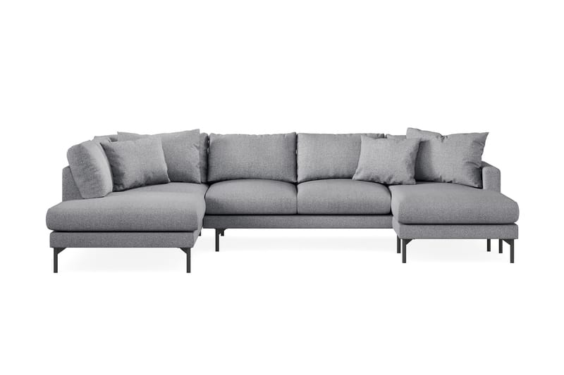 Menard 4-sits Vänstervänd U-formad Soffa med Divan och Schäslong i Tyg - Grå - Möbler - Soffa - U-soffa