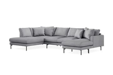Menard 4-sits Vänstervänd U-formad Soffa med Divan och Schäslong i Tyg - Grå - Möbler - Soffa - U-soffa