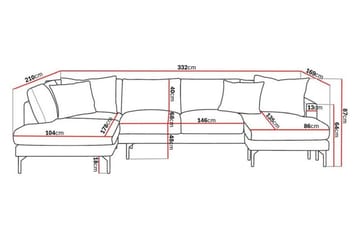 Menard 4-sits Vänstervänd U-formad Soffa med Divan och Schäslong i Tyg - Mörkgrå - Möbler - Soffa - U-soffa