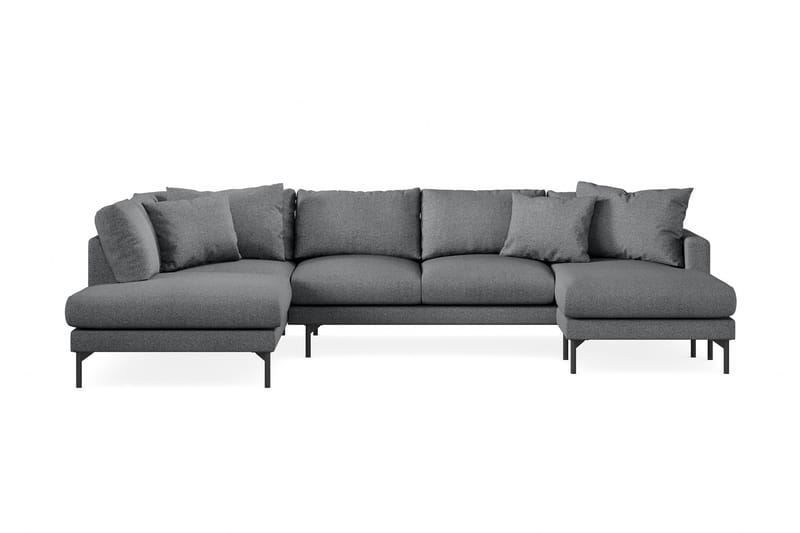 Menard 4-sits Vänstervänd U-formad Soffa med Divan och Schäslong i Tyg - Mörkgrå - Möbler - Soffa - U-soffa