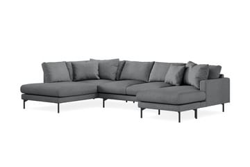 Menard 4-sits Vänstervänd U-formad Soffa med Divan och Schäslong i Tyg - Mörkgrå - Möbler - Soffa - U-soffa