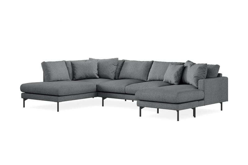 Menard 4-sits Vänstervänd U-formad Soffa med Divan och Schäslong i Tyg - Mörkgrå - Möbler - Soffa - U-soffa