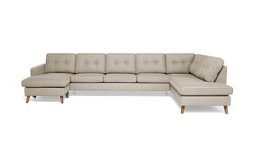 Monroe 6-sits Högervänd U-formad Large Soffa med Divan och Schäslong i Tyg - Beige - Möbler - Soffa - U-soffa