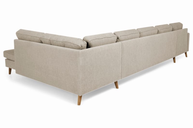Monroe 6-sits Högervänd U-formad Large Soffa med Divan och Schäslong i Tyg - Beige - Möbler - Soffa - U-soffa