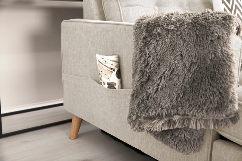 Monroe 6-sits Högervänd U-formad Large Soffa med Divan och Schäslong i Tyg - Beige - Möbler - Soffa - U-soffa