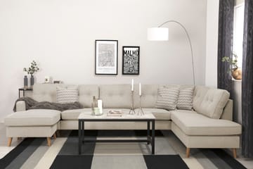 Monroe 6-sits Högervänd U-formad Large Soffa med Divan och Schäslong i Tyg - Beige - Möbler - Soffa - U-soffa