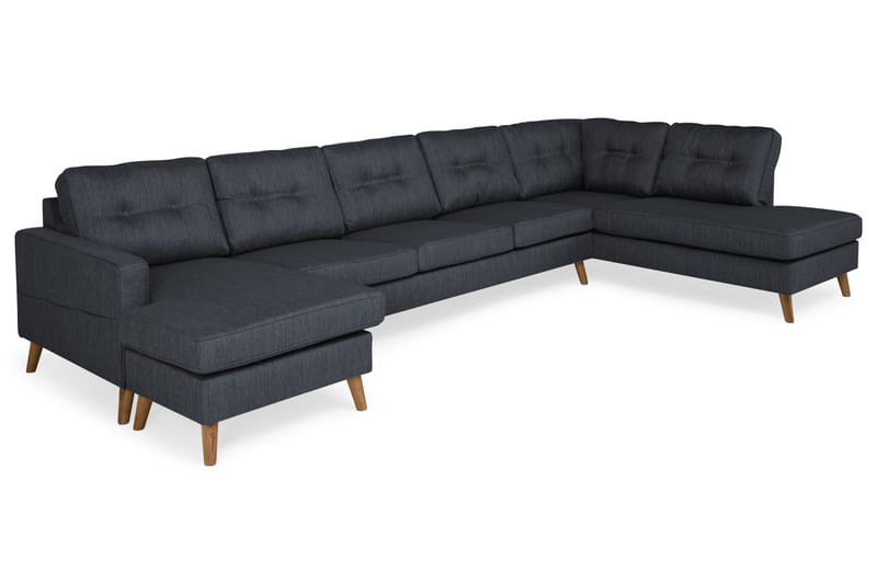 Monroe 6-sits Högervänd U-formad Large Soffa med Divan och Schäslong i Tyg - Blå - Möbler - Soffa - U-soffa