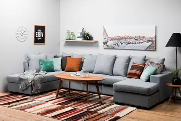 Nebraska U-soffa Divan Höger Kuvertkuddar - Ljusgrå - Möbler - Soffa - U-soffa