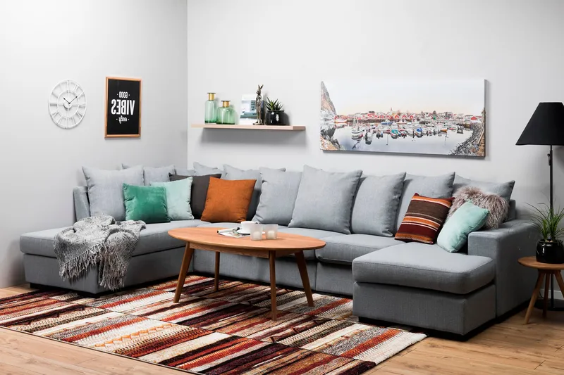 Nebraska U-soffa Divan Höger Kuvertkuddar - Ljusgrå - Möbler - Soffa - U-soffa