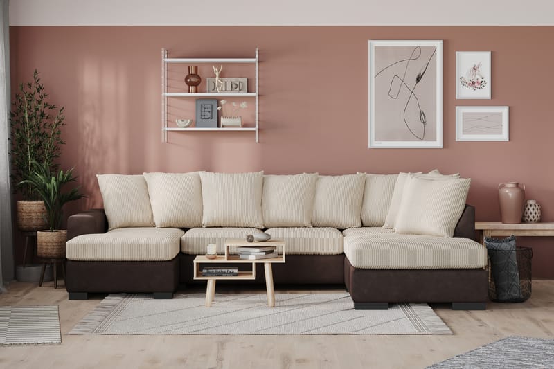 Ocean 5-sits Högervänd U-formad Large Soffa med Divan och Schäslong i Manchester - Beige - Möbler - Soffa - U-soffa