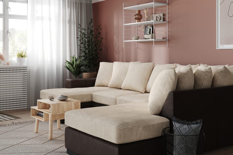 Ocean 5-sits Högervänd U-formad Large Soffa med Divan och Schäslong i Manchester - Beige - Möbler - Soffa - U-soffa