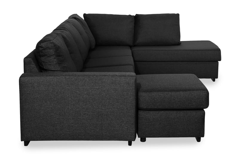 Ocean 5-sits Högervänd U-formad Large Soffa med Divan och Schäslong i Tyg - Svart - Möbler - Soffa - U-soffa