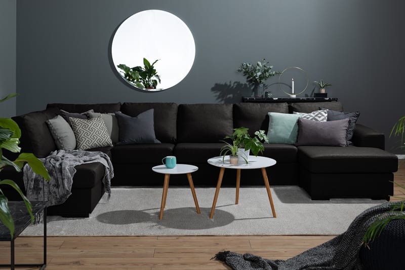 Ocean 5-sits Vänstervänd U-formad Large Soffa med Divan och Schäslong i Tyg - Svart - Möbler - Soffa - U-soffa