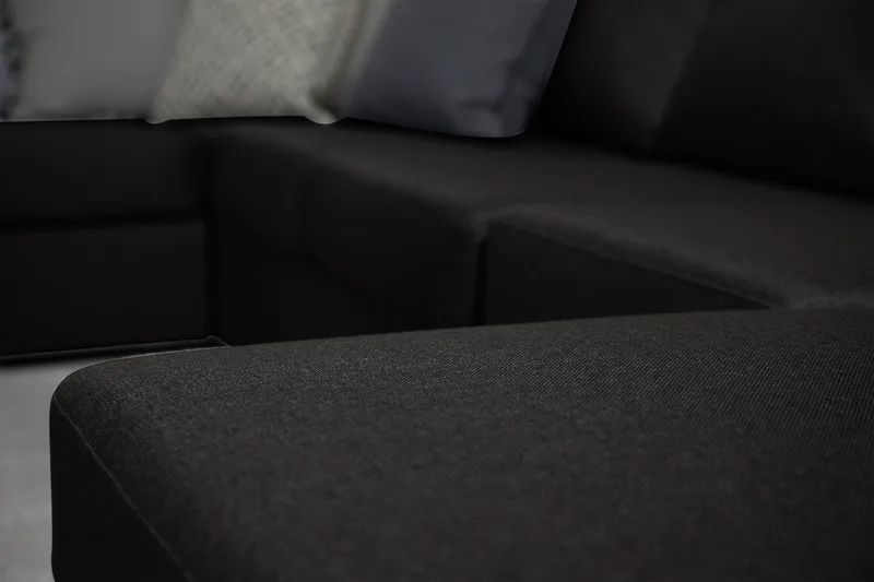Ocean 5-sits Vänstervänd U-formad Large Soffa med Divan och Schäslong i Tyg - Svart - Möbler - Soffa - U-soffa