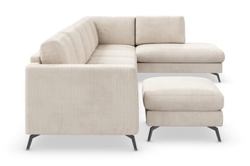 Ocean Lyx 6-sits Högervänd U-formad Soffa med Divan och Schäslong + Fotpall i Manchester - Beige - Möbler - Soffa - U-soffa