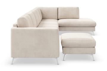 Ocean Lyx 6-sits Högervänd U-formad Soffa med Divan och Schäslong + Fotpall i Manchester - Beige - Möbler - Soffa - U-soffa