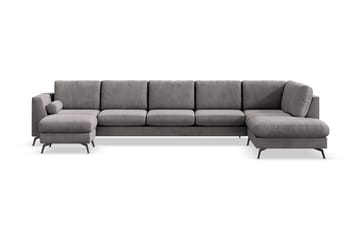 Ocean Lyx 6-sits Högervänd U-formad Soffa med Divan och Schäslong + Fotpall i Manchester - Mörkgrå - Möbler - Soffa - U-soffa