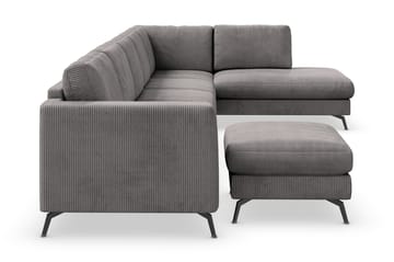 Ocean Lyx 6-sits Högervänd U-formad Soffa med Divan och Schäslong + Fotpall i Manchester - Mörkgrå - Möbler - Soffa - U-soffa