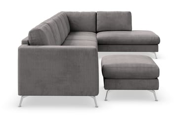 Ocean Lyx 6-sits Högervänd U-formad Soffa med Divan och Schäslong + Fotpall i Manchester - Mörkgrå - Möbler - Soffa - U-soffa