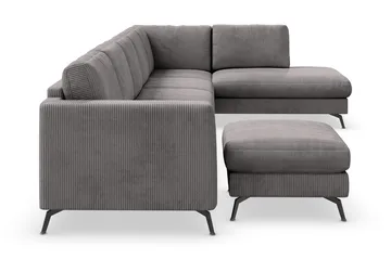 Ocean Lyx 6-sits Högervänd U-formad Soffa med Divan och Schäslong + Fotpall i Manchester - Mörkgrå - Möbler - Soffa - U-soffa