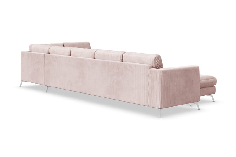 Ocean Lyx 6-sits Högervänd U-formad Soffa med Divan och Schäslong + Fotpall i Manchester - Rosa - Möbler - Soffa - U-soffa