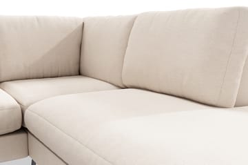 Ocean Lyx 6-sits Högervänd U-formad Soffa med Divan och Schäslong + Fotpall i Tyg - Beige - Möbler - Soffa - U-soffa