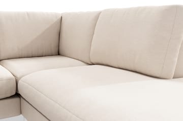 Ocean Lyx 6-sits Högervänd U-formad Soffa med Divan och Schäslong + Fotpall i Tyg - Beige - Möbler - Soffa - U-soffa
