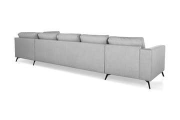 Ocean Lyx 6-sits Högervänd U-formad Soffa med Divan och Schäslong + Fotpall i Tyg - Grå - Möbler - Soffa - U-soffa