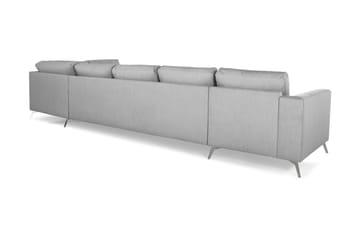 Ocean Lyx 6-sits Högervänd U-formad Soffa med Divan och Schäslong + Fotpall i Tyg - Grå - Möbler - Soffa - U-soffa