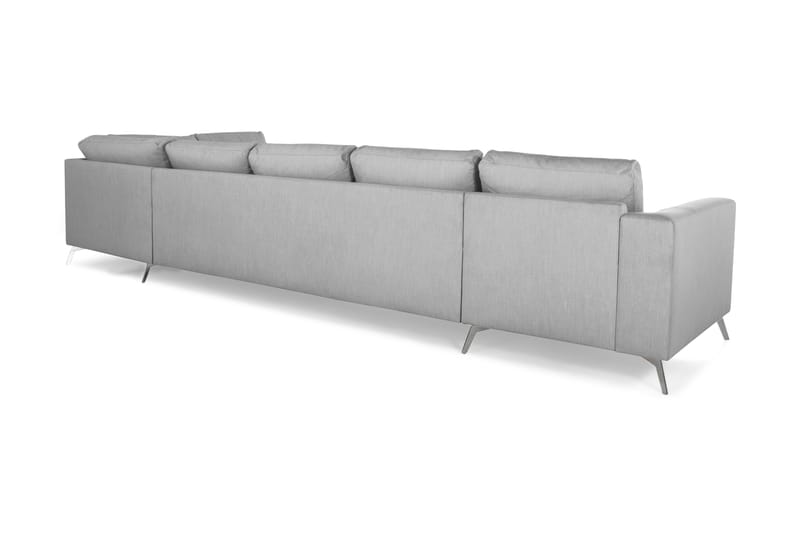 Ocean Lyx 6-sits Högervänd U-formad Soffa med Divan och Schäslong + Fotpall i Tyg - Grå - Möbler - Soffa - U-soffa