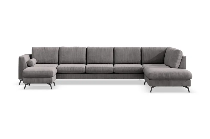 Ocean Lyx 6-sits Högervänd U-formad Soffa med Divan och Schäslong + Fotpall i Manchester - Mörkgrå - Möbler - Soffa - U-soffa