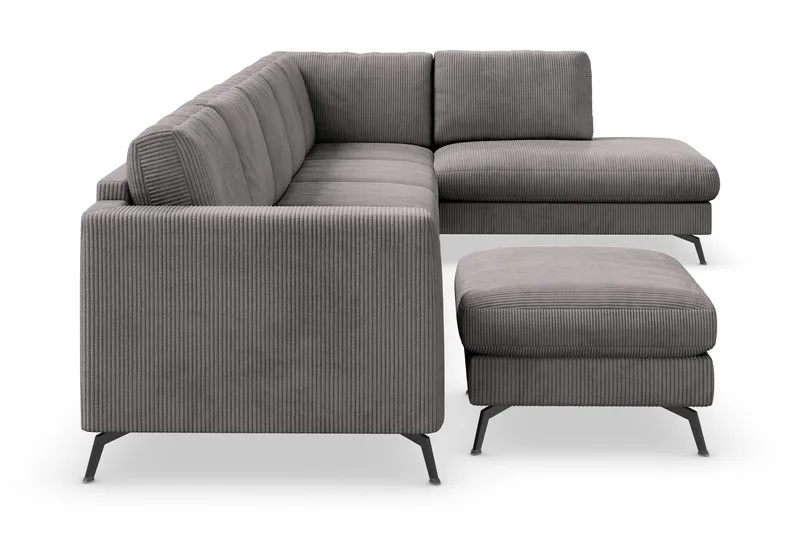 Ocean Lyx 6-sits Högervänd U-formad Soffa med Divan och Schäslong + Fotpall i Manchester - Mörkgrå - Möbler - Soffa - U-soffa