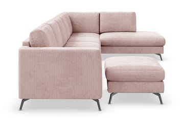 Ocean Lyx 6-sits Högervänd U-formad Soffa med Divan och Schäslong + Fotpall i Manchester - Rosa - Möbler - Soffa - U-soffa