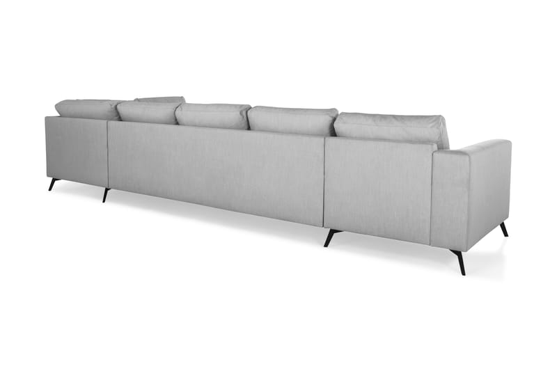 Ocean Lyx 6-sits Högervänd U-formad Soffa med Divan och Schäslong + Fotpall i Tyg - Grå - Möbler - Soffa - U-soffa