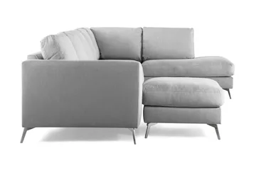 Ocean Lyx 6-sits Högervänd U-formad Soffa med Divan och Schäslong + Fotpall i Tyg - Grå - Möbler - Soffa - U-soffa